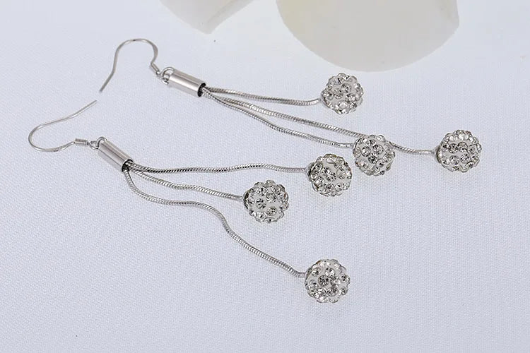 925 Sterling Silver Luxury Ball Tassel Earrings For Women