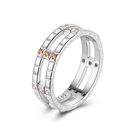 925 Silver Hollow Ring Size 6-9 Flower Sun Design