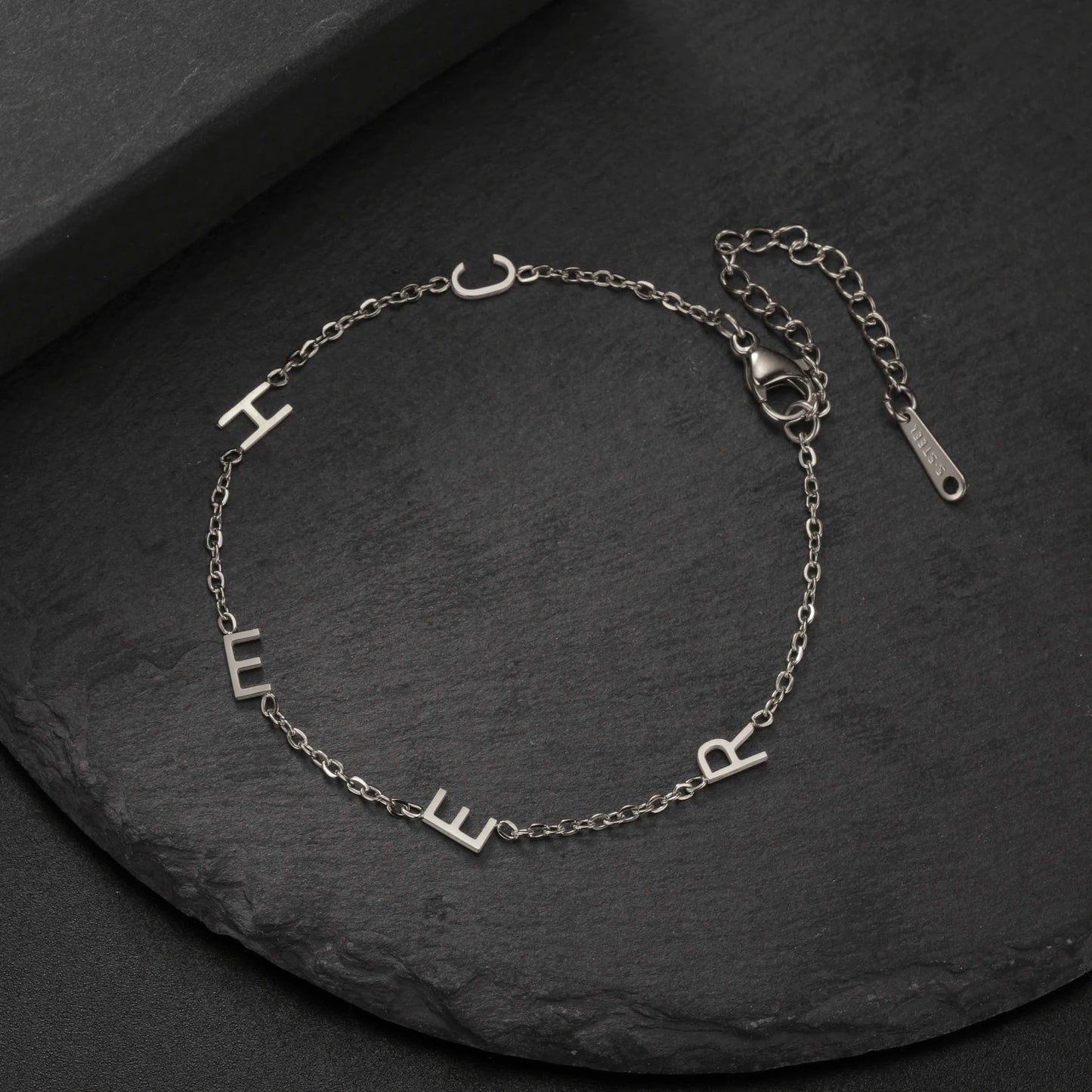 Custom Initial Letter Bracelet For Women - Stainless Steel