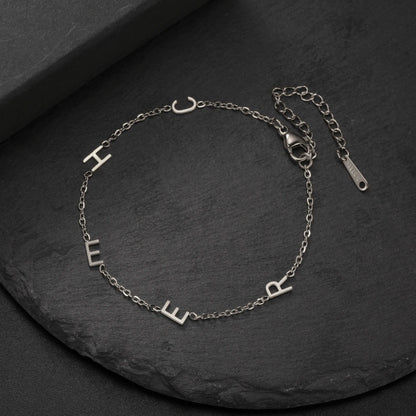 Custom Initial Letter Bracelet For Women - Stainless Steel