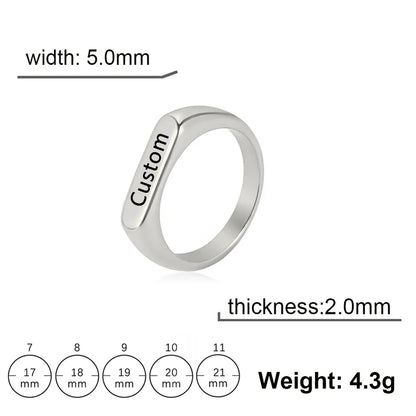 Name Date Customized Rings – Personalized Jewelry for Women Men Stainless Steel