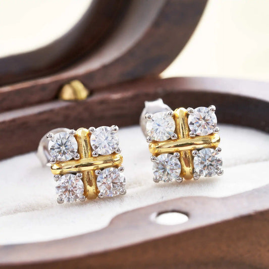 3MM 0.1ct Moissanite Stud Earrings (4pcs)  VVS1 GRA Certified, 925 Silver