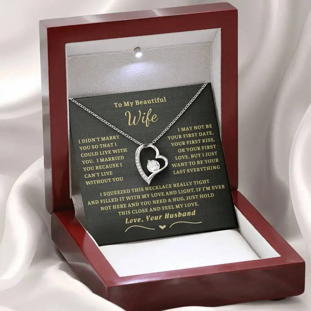 To My Wife Soulmate Gift – Love Heart Pendant Stainless Steel Necklace