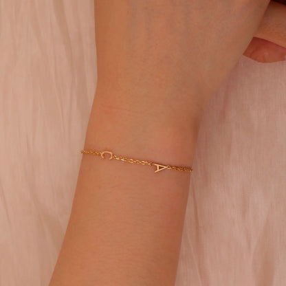Custom Initial Letter Bracelet For Women - Stainless Steel
