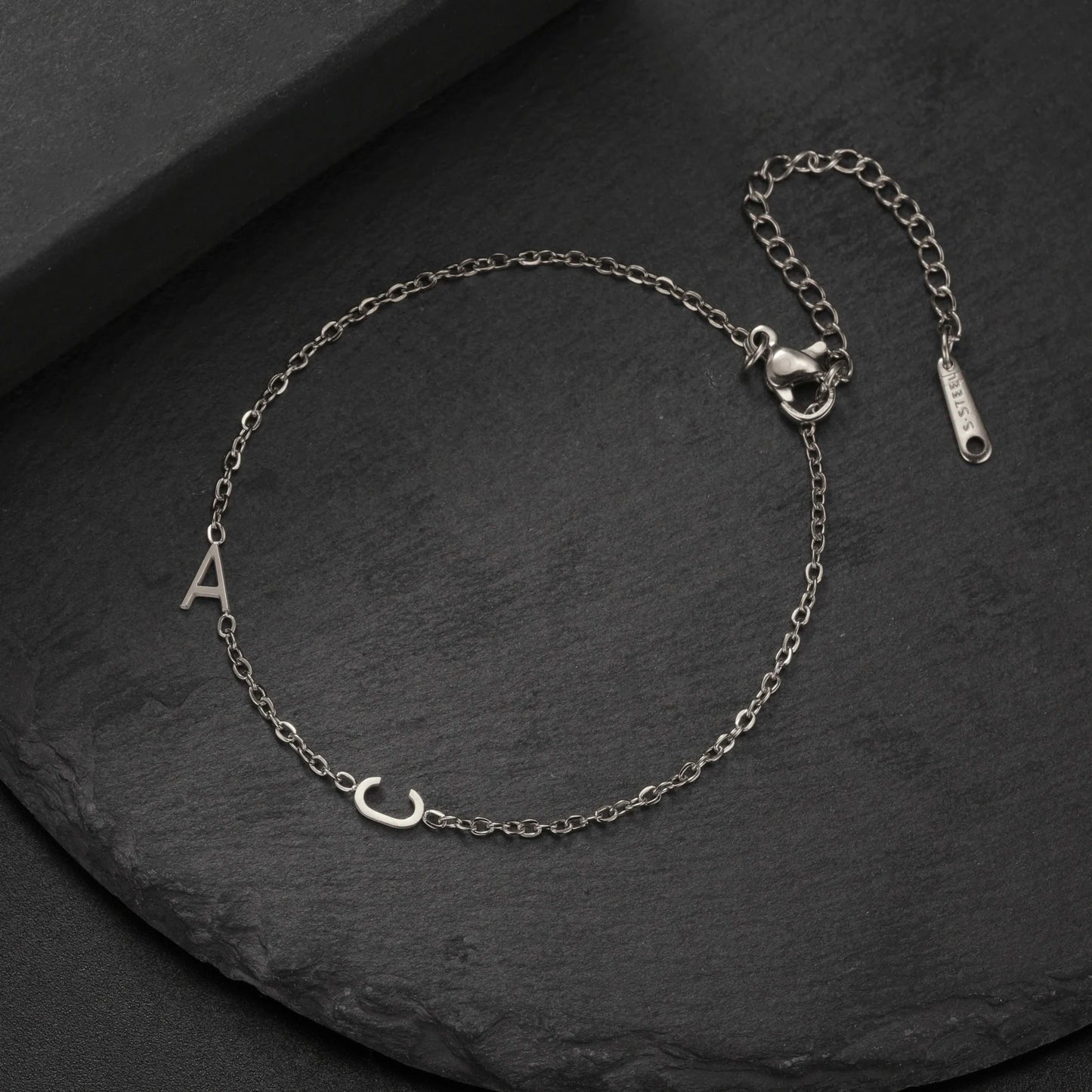 Custom Initial Letter Bracelet For Women - Stainless Steel