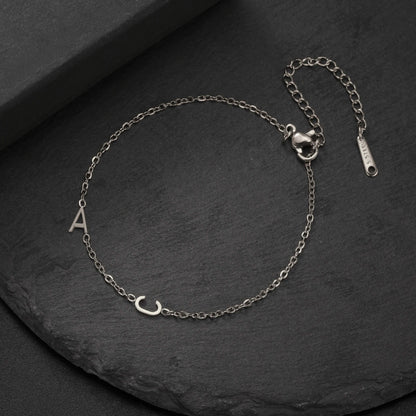 Custom Initial Letter Bracelet For Women - Stainless Steel