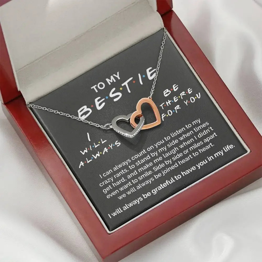 To My Bestie – Double Interlocked Heart Necklace