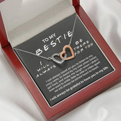 To My Bestie – Double Interlocked Heart Necklace