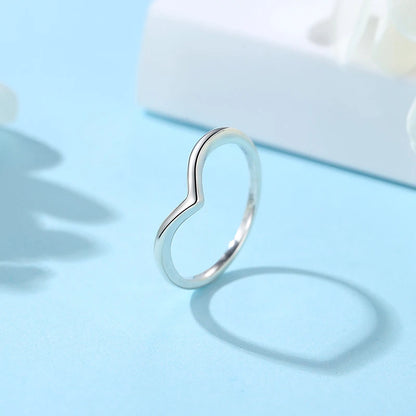 925 Sterling Silver Love Heart Crown Wishbone Zircon Ring