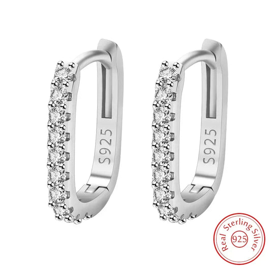 925 Sterling Silver charms Crystal Zircon Circle Hoop Earrings for Woman