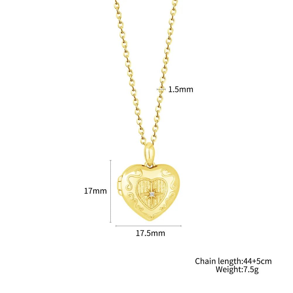 Personalized 2 photos Heart Locket Pendant Necklace with Rose Gift box
