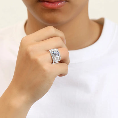4CT, 10MM Moissanite Men’s Ring 925 Silver Hip Hop Jewelry With Certificate