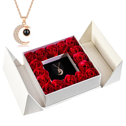 Elegant Pendant Necklace with Eternal Soap Rose Gift Box