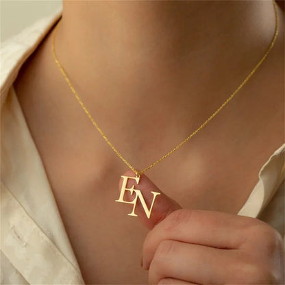 Custom Gold Color Double Initials Necklaces For Women