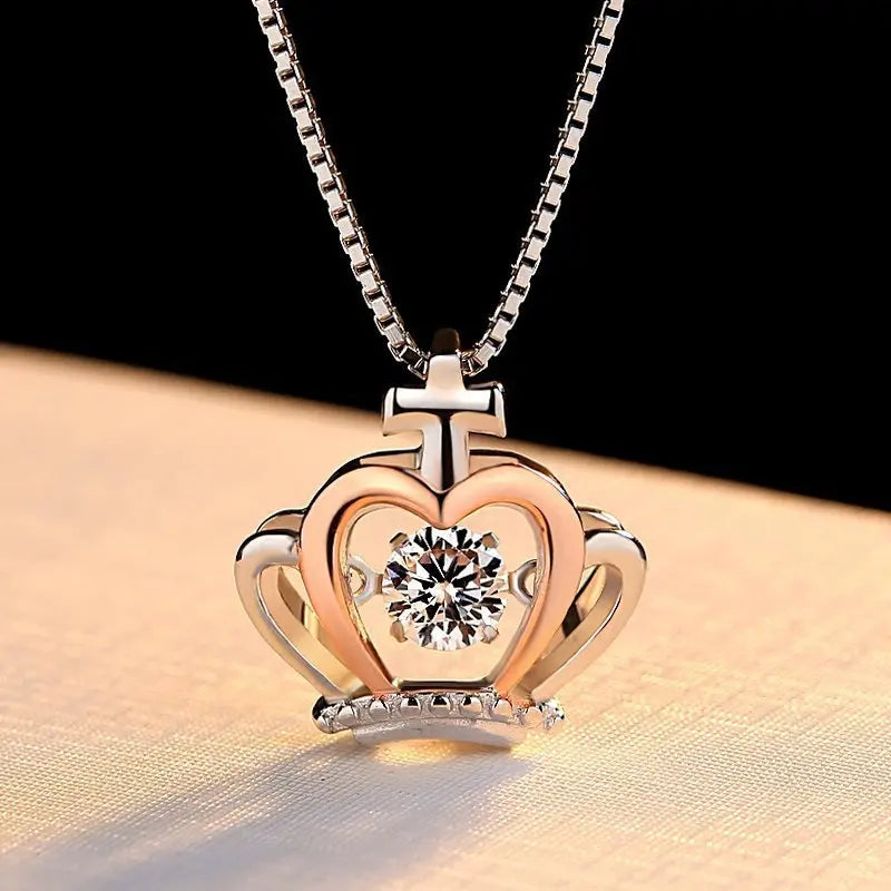 Trendy Crown Zircon Pendant Necklace – A Royal Gift for Your Wife