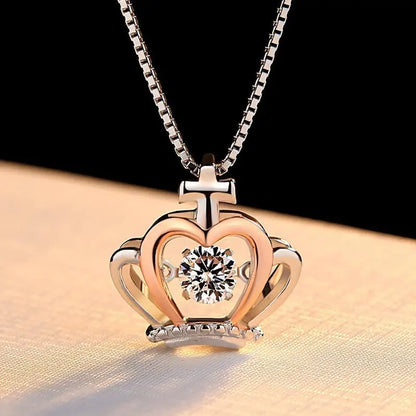 Trendy Crown Zircon Pendant Necklace – A Royal Gift for Your Wife
