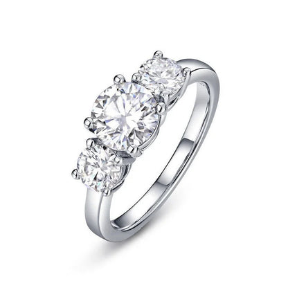 Luxury 3-Stone 2/4CT D Color Moissanite Ring for Women