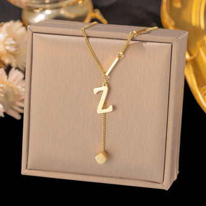 Initial Letter Stainless Steel Pendant Necklace for Women