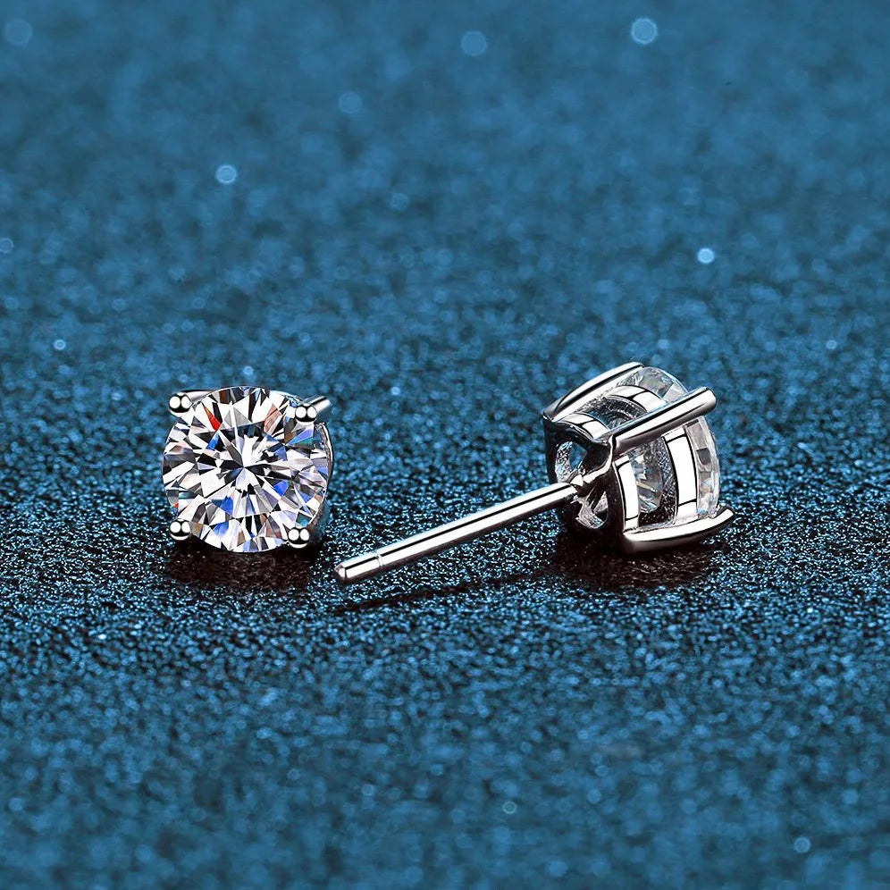0.1-3CT Test Passed Moissanite Studs Earrings for Men Women S925 Silver