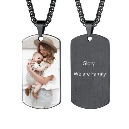 Custom Colorful Photo Necklace Stainless Steel - Personalized Engraved Text/Date Necklaces
