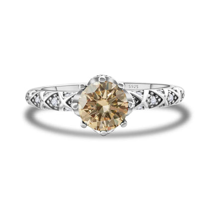 1 Carat 6.5mm D Color Moissanite Engagement Ring 925 Sterling Silver
