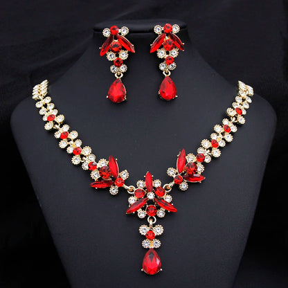 Purple Crystal Tiaras and Necklace Earrings Crown Bridal Sets Jewelry