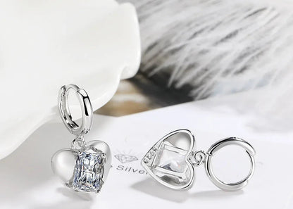 S925 Sterling Silver Love Earrings Elegant Sparkle for Girls
