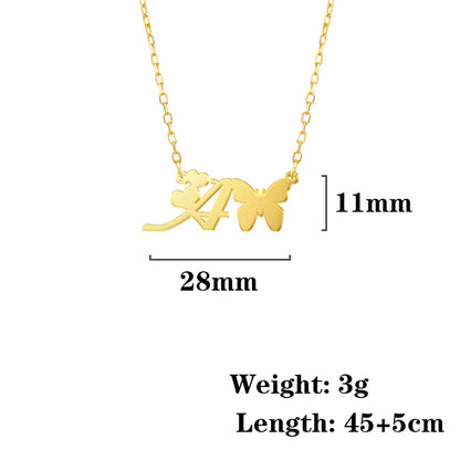 New Fashion 26 Initials Letter Pendant Butterfly Necklace