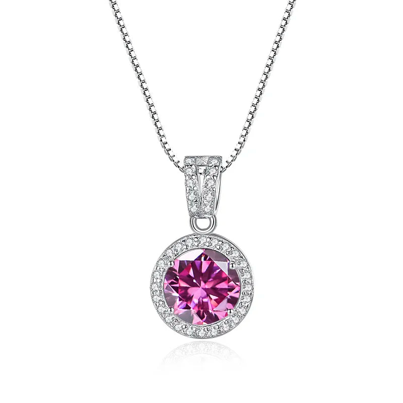 1 Carat Moissanite Diamond Pendant Necklaces For Women 925 Sterling Silver