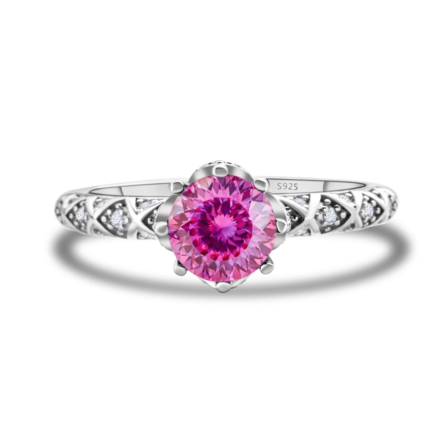 1 Carat 6.5mm D Color Moissanite Engagement Ring 925 Sterling Silver