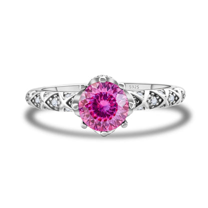 1 Carat 6.5mm D Color Moissanite Engagement Ring 925 Sterling Silver