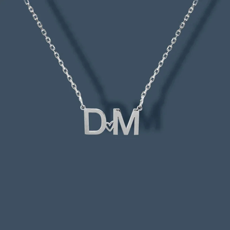 Custom Gold Color Double Initials Necklaces For Women