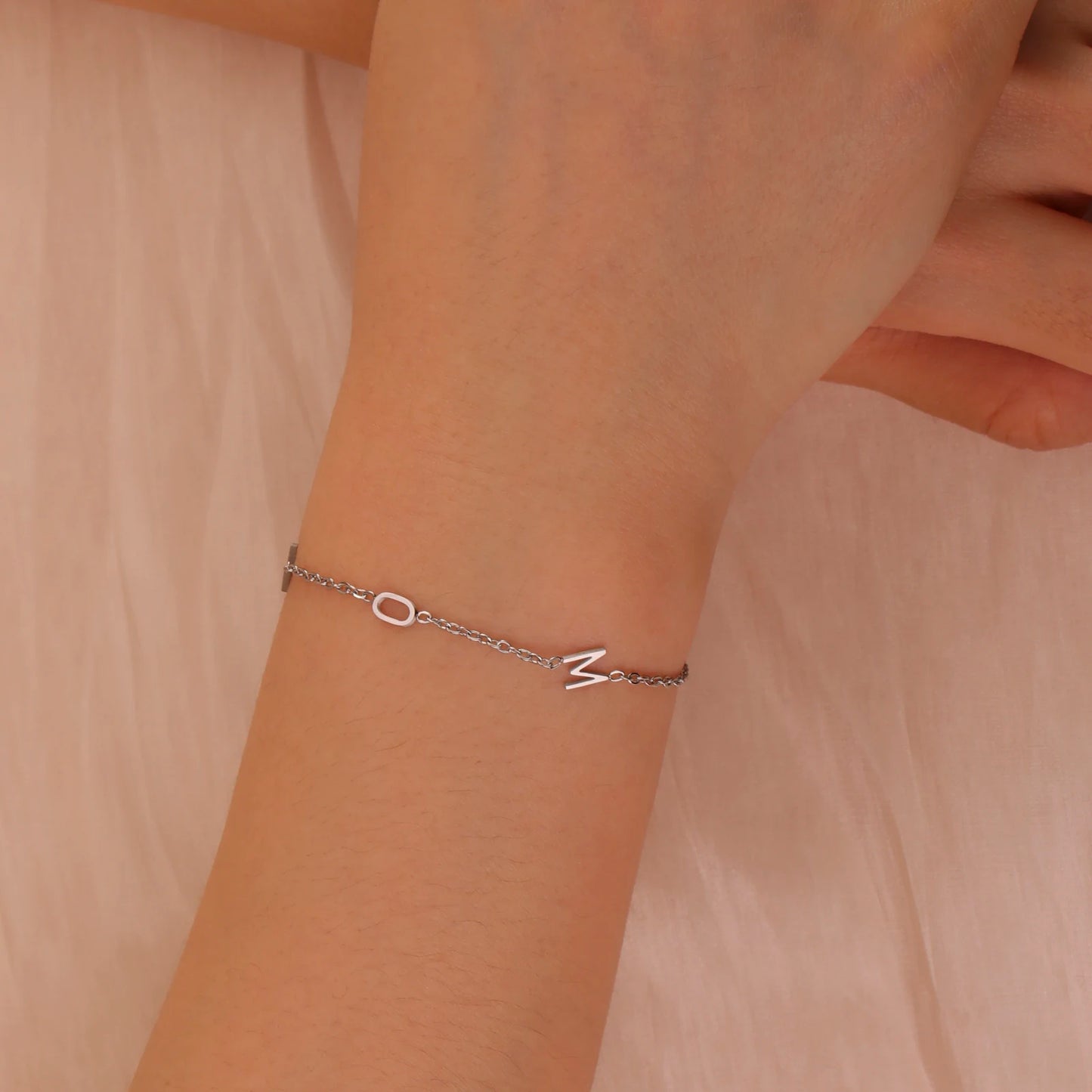 Custom Initial Letter Bracelet For Women - Stainless Steel