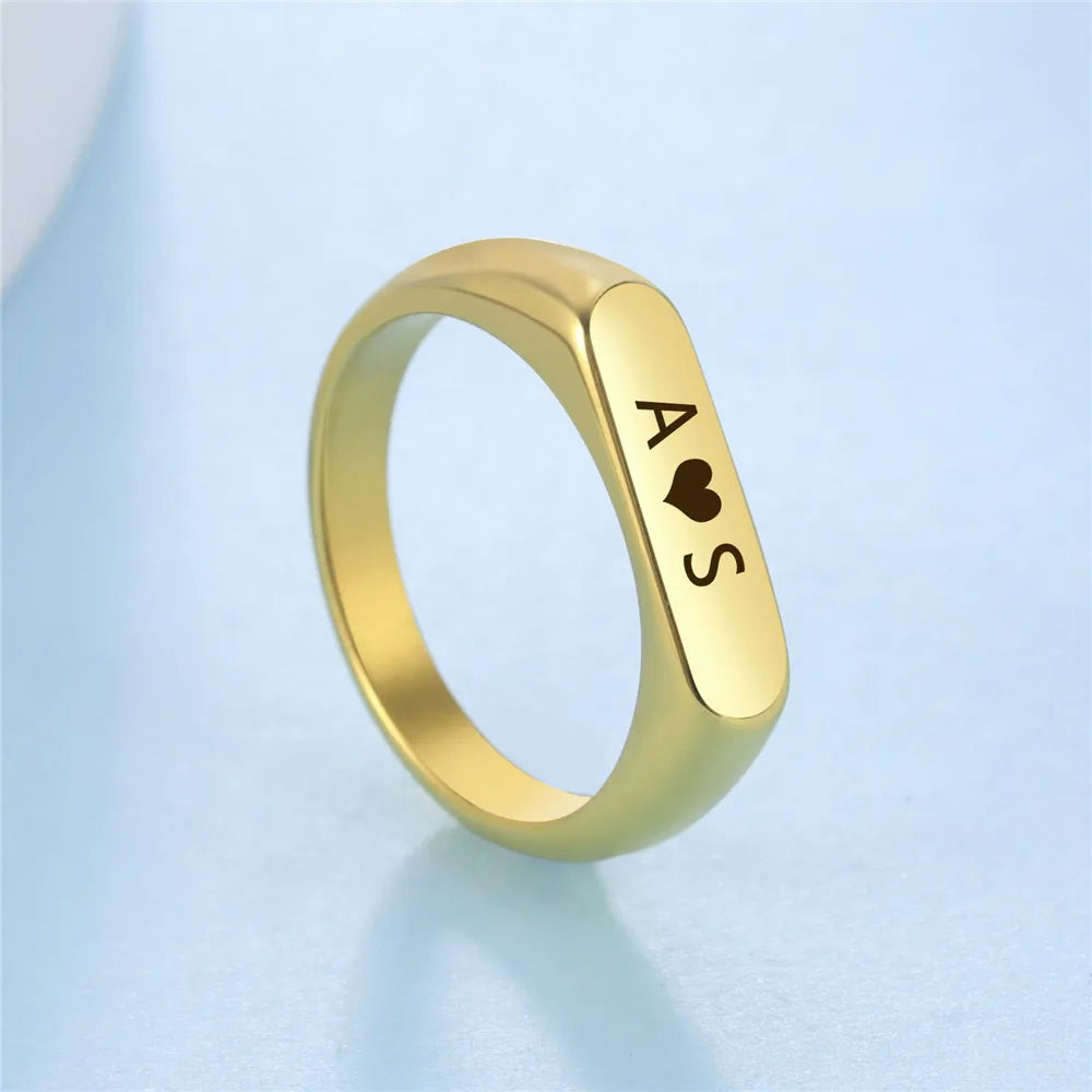 Name Date Customized Rings – Personalized Jewelry for Women Men Stainless Steel