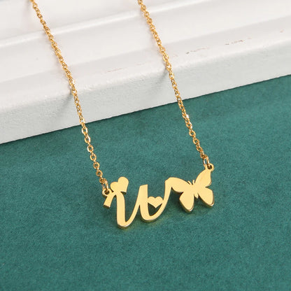 New Fashion 26 Initials Letter Pendant Butterfly Necklace