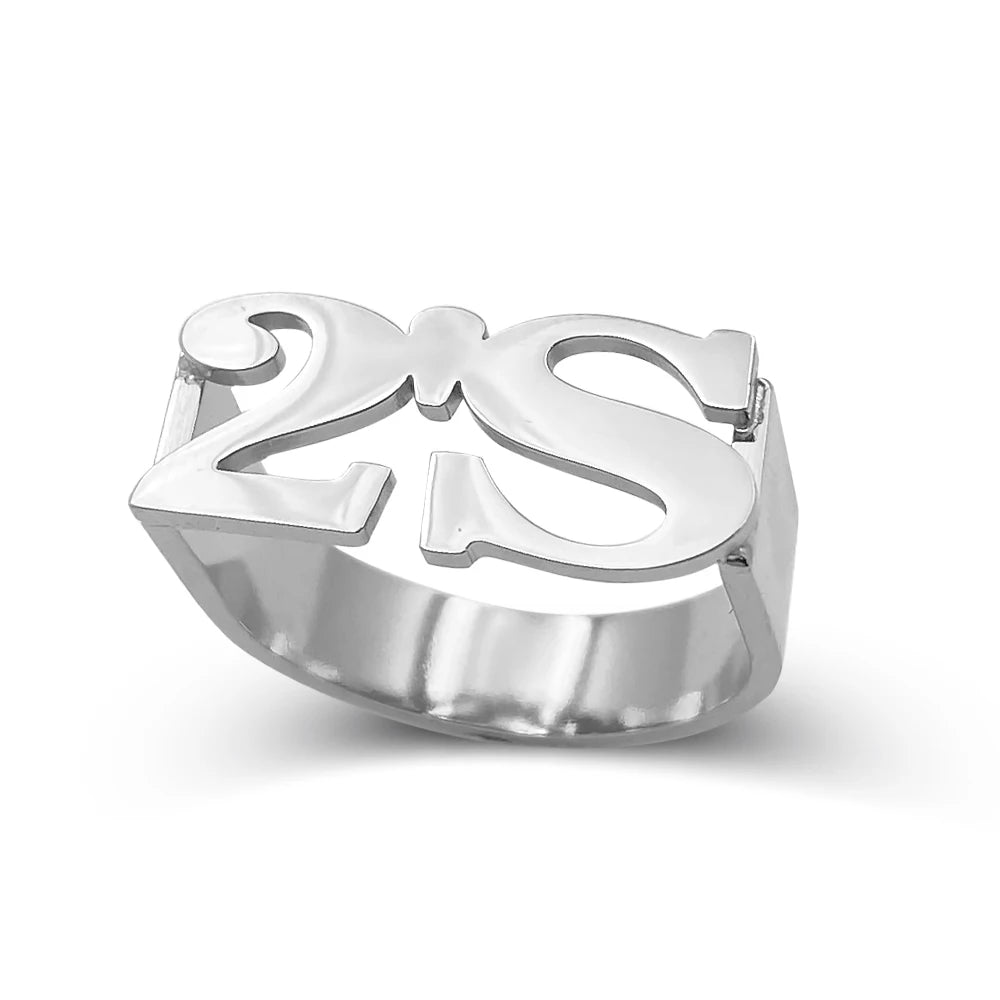 Custom 2 Letter Initial Unisex Ring Uniqueura Gold Jewellery