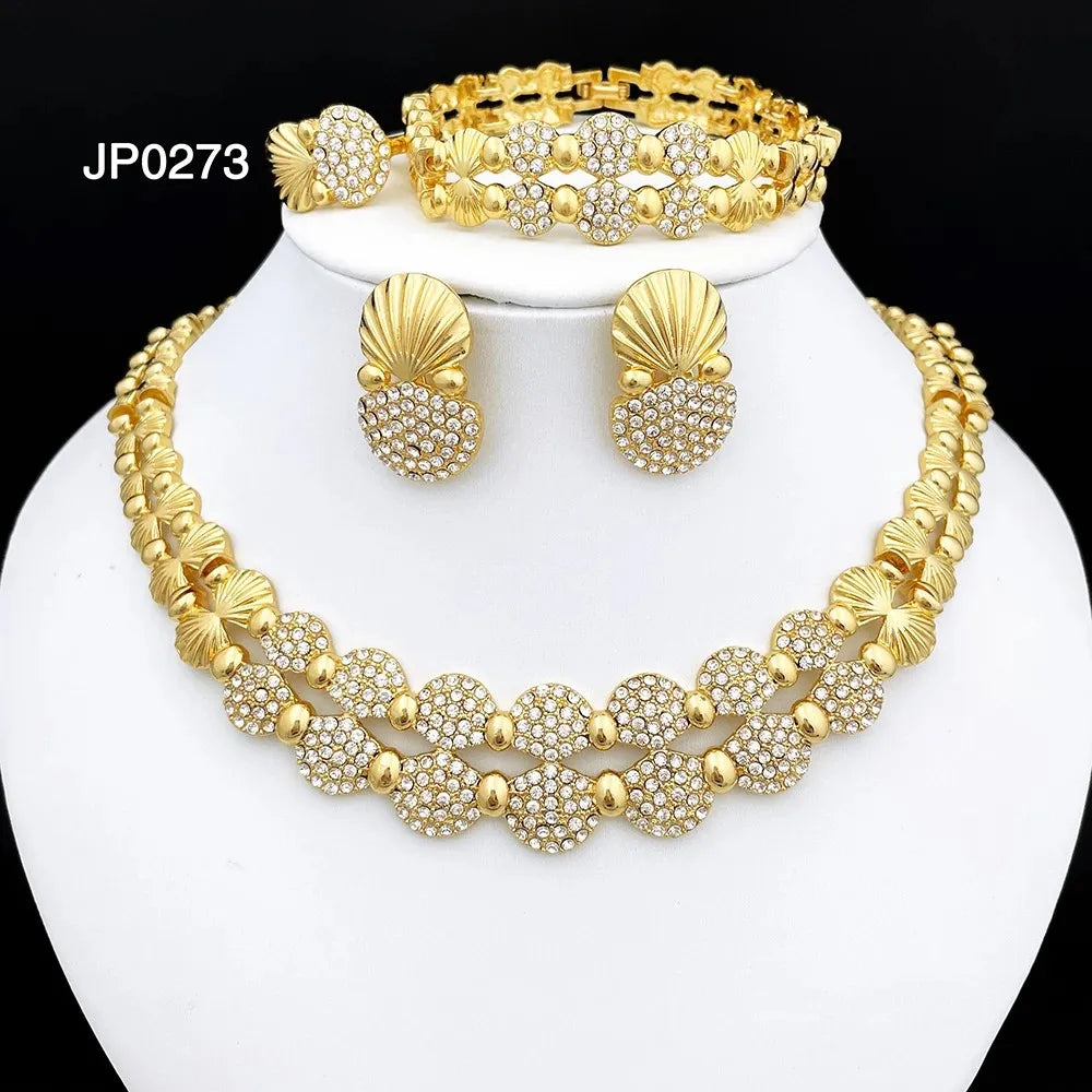 Elegant Italian 24K Gold Plated Jewelry 4pcs Set