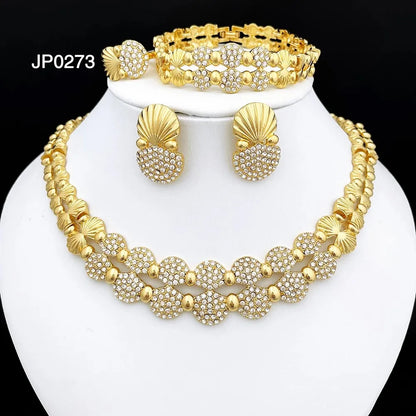 Elegant Italian 24K Gold Plated Jewelry 4pcs Set