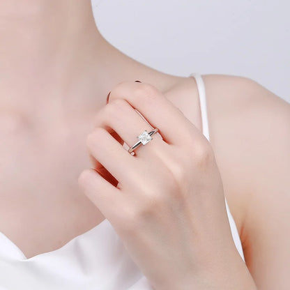 1ct GRA Certified Princess Moissanite Engagement Ring for Women