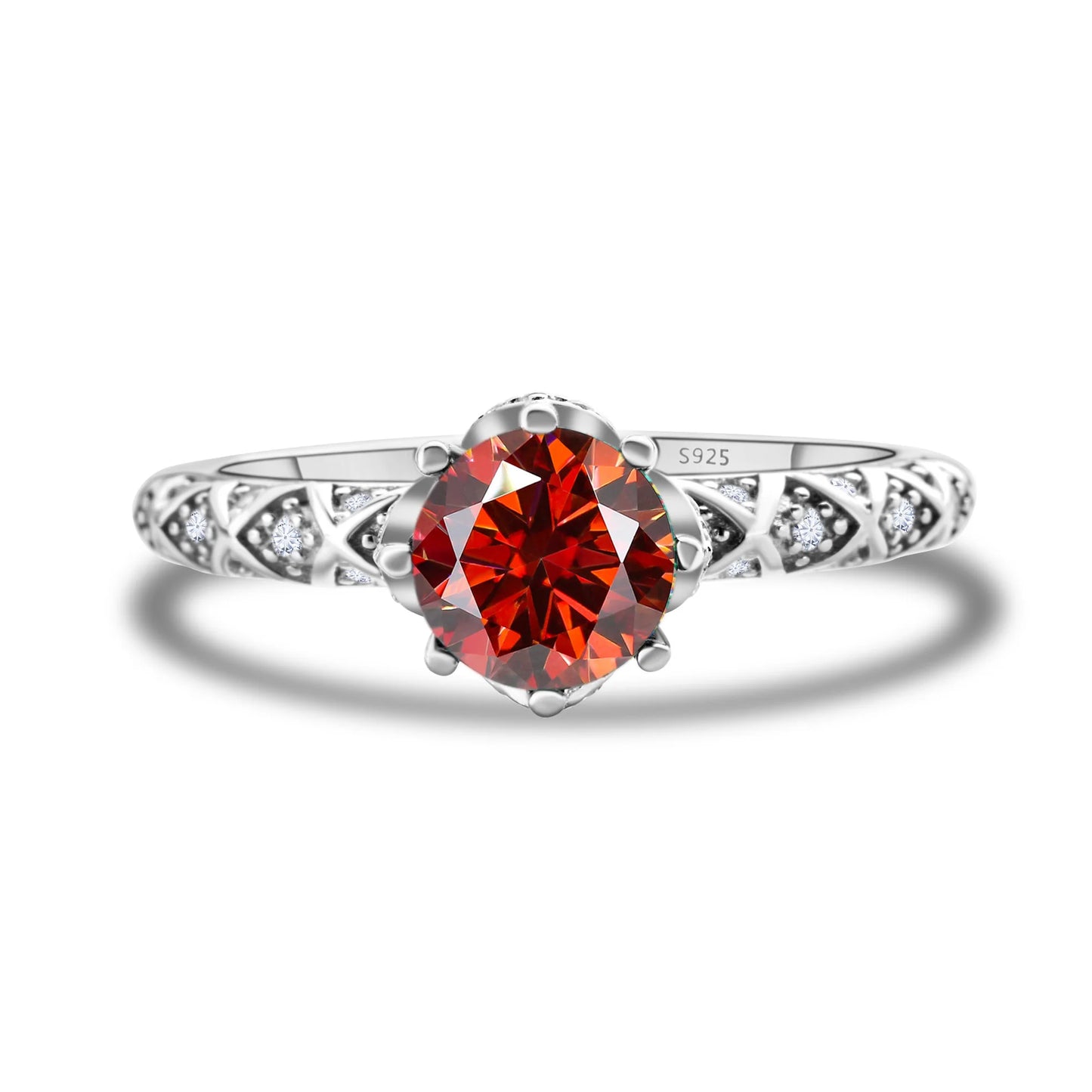 1 Carat 6.5mm D Color Moissanite Engagement Ring 925 Sterling Silver