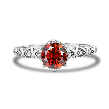 1 Carat 6.5mm D Color Moissanite Engagement Ring 925 Sterling Silver