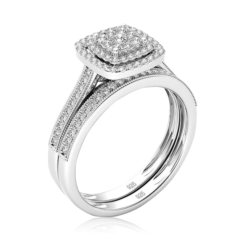 2pcs Moissanite Ring Set For Woman Original 925 Sterling Silver