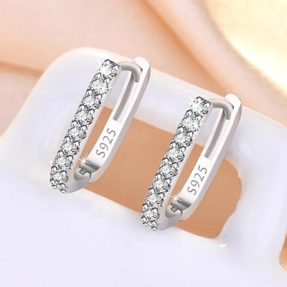 925 Sterling Silver charms Crystal Zircon Circle Hoop Earrings for Woman
