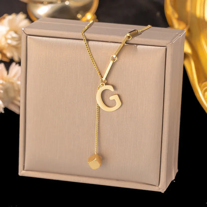 Initial Letter Stainless Steel Pendant Necklace for Women