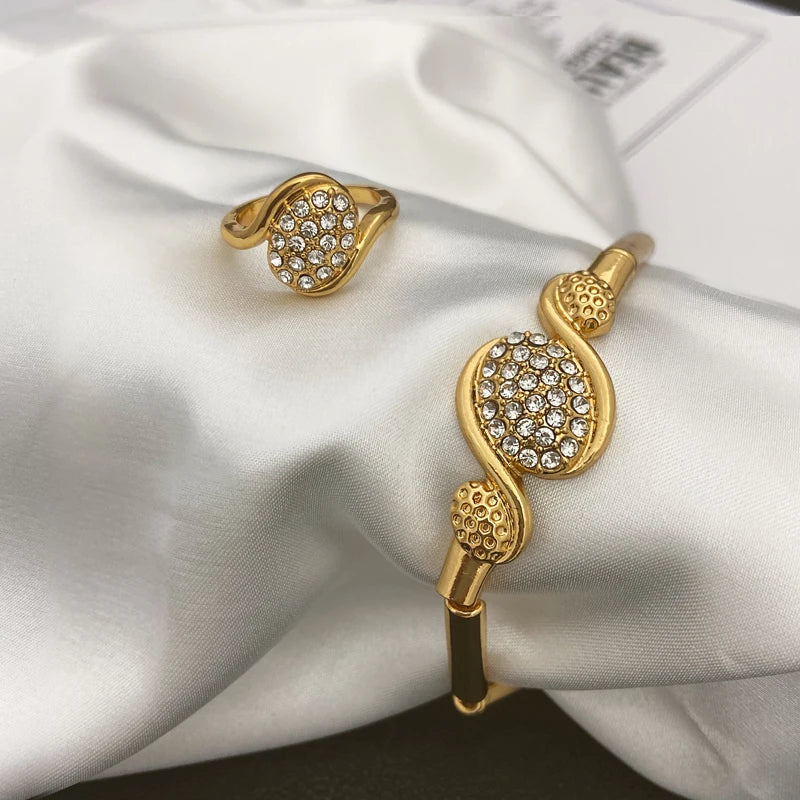 Dubai Gold Jewelry Set – 4pcs Necklace, Earrings, Bracelet, Ring