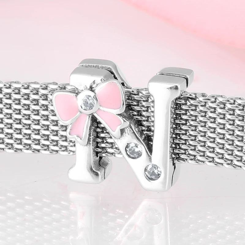Top quality 925 Sterling Silver Letter A to Z Zircon clips Beads