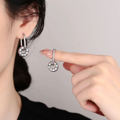 Fashionable 925 Sterling Silver Colorful Zirconia Wheel Earrings