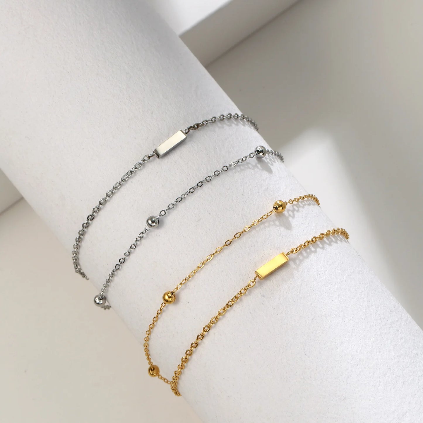 New Fashion A-Z Letter Double Layer Bracelets Simple Stainless