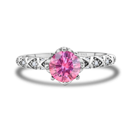 1 Carat 6.5mm D Color Moissanite Engagement Ring 925 Sterling Silver