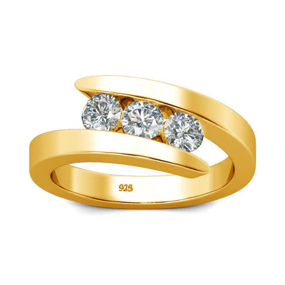 3-Stone Moissanite Sterling Silver Engagement Ring